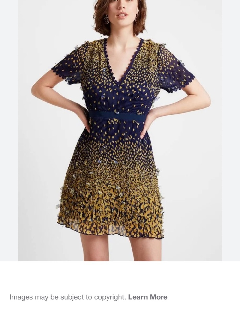 NWT Foxiedox Fit & Flare Silhouette Navy 3D Butterfly Short Sleeve Dress Medium